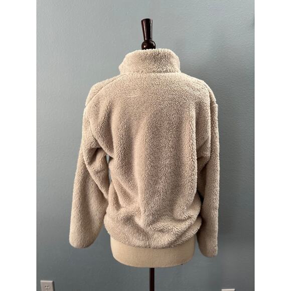 UNIQLO Fluffy Fleece Teddy Full Zip Jacket Cream Natural X-Small - Picture 8 of 12